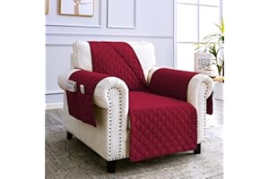 sevi's Copripoltrona 1 Posto con Braccioli - Copripoltrona Relax Reclinabile Impermeabile - Reversibile - Antigraffio Gatto - Antimacchia - OEKO-TEX - Copri Divano (1 Posto, Vino Rosso)