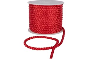 DISCOUNT FABRICS LTD Discount Fabrics Crepe Cord - 6mm Premium Cotton Rope, Strong Macrame for DIY Craft Projects, Piping Cushions, Nylon Drawstring Cord, Durable & Multi-Purpose String (Red, 1m)