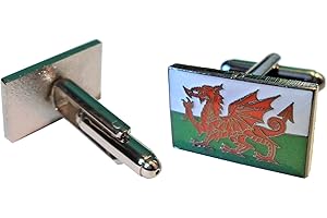 B4B Wales Welsh Dragon National Flag Metal Enamel Cufflinks