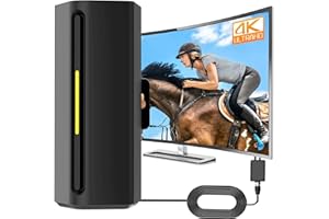 GBOKYN Antenna TV interna potente TNT HD con amplificatore di segnale, ricezione a lungo raggio a 360°, 550 KM Antenna TV interna per 4K 1080P Canali Gratuiti e Tutti I TV