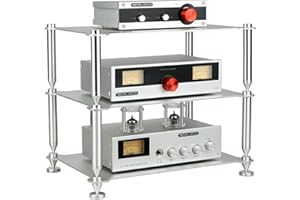 KGUSS Rack per Componenti Audio Hifi - Struttura in Alluminio per Impieghi Gravosi E Colonne in Alluminio Massiccio, Rack per Amplificatori/Dac, Organizzatore Da Tavolo per Sistemi Audio Domestici