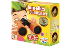 Buki France- Natura Binocolo, Colore Marrone, 4 x 30 mm, BN009, a partire da 6 anni, custodia, panno, tracolla