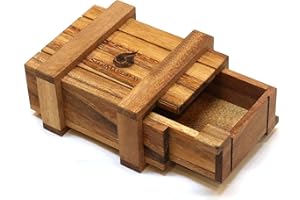 SiamMandalay Cargo: Secret Puzzle Box – Wooden Money & Gift Card Holder with Hidden Compartments, Includes SM Gift Box