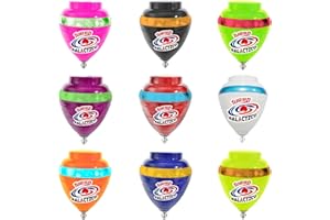 TROMPOS COMETA Peonza Turbo Galactico Trompo De Batalla de Punta Giratoria, Envío 1 Unidad de Color Aleatorio, Incluye Cuerda con Aro y Estrella Dentro de la Peonza