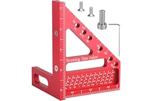 URHELP Winkelmesser für die Zimmermannswinkel, 3D-Gehrungswinkel, 45/90 Grad Multifunktional Winkelmesser Holzbearbeitung, Hohe Präzision Layout Mehrzweck-Messwerkzeug,für Tischler, Ingenieur Rote