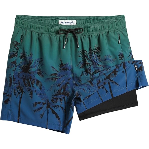 Men's Swim Trunks 5 Inch Recycled Beach Shorts With Compression Liner Quick D - View #7