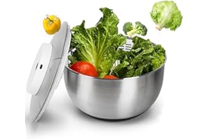 TBRFP Centrifugador de ensalada de 4,8 l, de acero inoxidable, eléctrico, para verduras, con carga USB, para lechuga y secadora, para lavar, centrifugar y secar ensaladas verdes, colador de frutas y