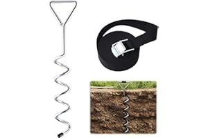 badaren Anlegepflock für Hunde, Anlegepflock mit 2.3m Tie-Out Leinen, Bodenanker Hund, Anlegespirale Anlegepflock mit Hundeleine, Edelstahl Bodenanker für Hof und Camping für Kleine Bis Mittlere Hunde