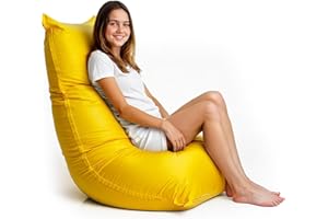 Aiire | Puff Salón con Relleno Incluido | con Diseño Moderno Y Ergonómico | Puff Juvenil, Infantil y Adulto | con Funda Lavable De Lycra | Ideal para Leer, Gaming y Relajarse | Color Amarillo