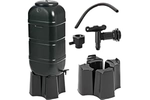 UR CHOICE 100L Water Butt with Stand and Tap, Slimline Water Container with Rainwater Diverter Kit, Lid & Garden Tap, Recycled Water Tank Barrel for Garden, Patio & Allotment Use