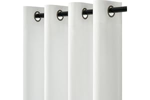 Topfinel Tende per Interni Moderne 140x260 CM Tende Semitrasparente in Voile Con Occhielli Finestre per Camera da Letto e per Salotto Eleganti Soggiorno 2 Pannelli Bianco