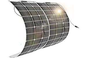 YINGGUANG Panneau Solaire Monocristallin Souple 200W 12V (2 pièces 100W) avec câble Solaire module Photovoltaïque étanche pour surface non plane, caravane et toit