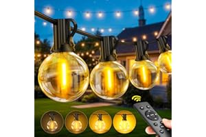 FGRYB Luces Exterior Jardin Guirnalda 30M - Exteriores Guirnaldas Luz con LED Bombillas Terraza Lights Cadena Girnaldas con Enchufe y Control Remoto Impermeable Decorativas Guirlandas para Patio Iluminacion