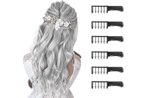 MSDADA 6 Pièces Peigne à Craie pour Cheveux,Cheveux Craie Peignes de Craie Temporaire Dye Couleur de Brosse pour Filles Enfants Cadeau d'anniversaire, Fête, Cosplay（Blanc）