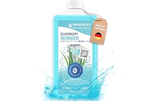 Maxxi Clean | Nettoyant pour tête de rasage pour cartouche de nettoyage | 750 ml de liquide de recharge | Liquide pour rasoir compatible avec la station Braun | Spray avec parfum d'Aloe Vera