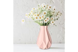 JTOOYS Vase, Vase Creative Plastic Vase, Living Room Ornaments Vase Hydroponic Creative Flower Arrangement, Pink Geometric Desktop Decorative Vase