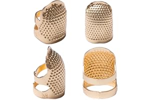 ‎J.CARP J.CARP Fingerhut, 4 Stück, Metall, goldfarben, zum Nähen, Fingerschutz, verstellbarer Fingerschutz, Fingerschutz, Fingerhut, Nähen, Quilten, Handwerk, Zubehör für DIY-Nähwerkzeuge (2 Größen, S/M)