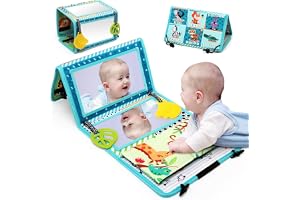 JoyLife Spegelleksak för baby, hopfällbar leksak för magläge, perfekt som känselbok för nyfödda, visuell, auditiv, taktil stimulering, Montessori-leksak, presenter för nyfödda på 0–12 månader