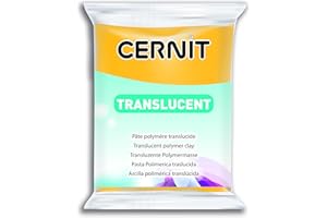 CERNIT CE0920056721C - Un Pain de Pâte Polymère Translucide - Pâte à Modeler à Cuire - Couleur ambre - Bloc de 56 g
