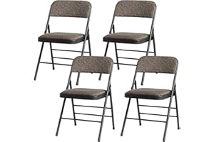 Karl home Folding Chairs, Fabric Padded Foldable Chairs with Heavy Duty Steel Metal Frame, Easy to Fold and Store for Indoor Outdoor Home Office Desk Dining Garden (4, Black)