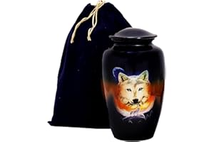 hlc Urns Lovely Wolf Blue Urne für menschliche Asche – Beerdigungsurne für Erwachsene – Erschwingliche Urne für Asche (Erwachsene (90,7 kg) – 26,7 x 15,2 cm, Lovely Wolf Blue Urne