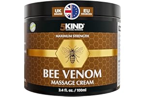 5KIND CLINICAL SKINCARE 5kind Bee Venom Cream UK Maximum Strength 100ml - Bee Venom Comprehensive Cream - Naturally Massage Joints & Muscles, Lower Back, Knee, Neck, Shoulder, Hip & Feet - Responsibly Sourced