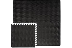 EYEPOWER Protections Sol en EVA Mousse Tapis Puzzle de Fitness Sport composé de 4 Fragments + 8 Cadres Dimension Globale 1,59qm Extensible Noir