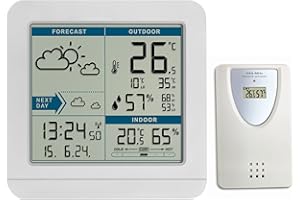 TFA Dostmann SKY 35.1152.02, stacja pogodowa z czujnikiem zewnętrznym i odczytem radiowym, do wewnątrz i na zewnątrz, prognoza pogody, zegar sterowany radiowo