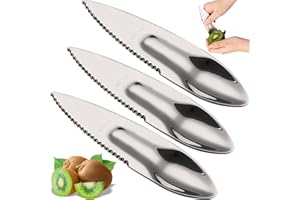 WGNMDRUB Outil cuillère à fruits en acier inoxydable Gadget de fruits Coupe éplucheur Couteau à légumes Cuillère à fruits Couteau Convient pour les pommes les pamplemousses les papayes et les oranges 3 pièces
