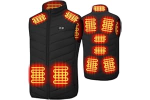 HSOSK Men Heated Gilet for Outdoor: 11 Zone Heated Jacket - Winter USB Heating Body Warmer for Hiking Skiing Camping Hunting Fishing Riding Golf (Battery Pack Not Include)