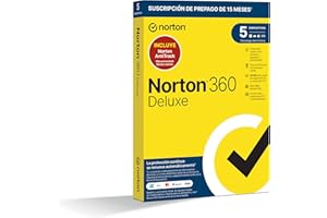 NORTONLIFELOCK Norton 360 Deluxe Norton AntiTrack 2025 Antivirus Software para 5 Dispositivos y 15 Meses de Suscripción con Renovación Automática, Dark Web Monitoring, Secure VPN y Gestor de Contraseñas