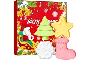 HOUSN Bath Bombs,Bath Bombs for Kids,Christmas Bathing Bomb Set,Snowflake,Christmas Tree,Star & Stocking Shapes,4 Moisturizing Fizzybathing Bomb,Nourishing & Relaxing for Women & Kids