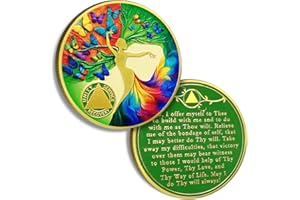ATSKNSK Butterfly Sobriety Chip Tree of Life AA Coins and Medallion Alcoholics Anonymous Coin Serenity Prayer Coin Recovery Anniversary Token Sobriety Gifts for Women Men