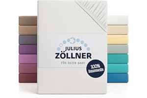 Julius Zöllner Sábana Bajera Ajustable para Cuna y Cuna, 100% algodón, Certificado Öko-Tex Standard 100, tamaño: 60 x 120 cm/70 x 140 cm, 2 Unidades, Color Blanco