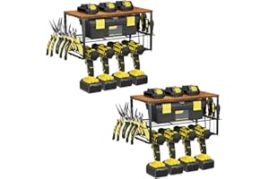 Nandae 2 Stück Werkzeugspeicher Aufbewahrung Wandhalterung Akku Schlagbohrschrauber,4 Steckplätze Heavyduty Elektrisch Bohrer Wandmontage Aufbewahrungsregal Schraubendreher Organisation