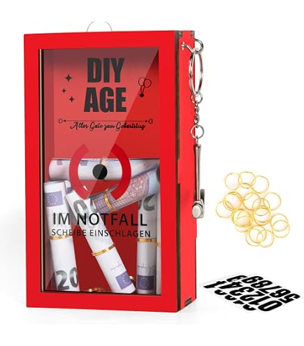 Scatola Regalo A Forma Di Cassetta Emergenza Con Martelletto – In Legno E Acrilico, 17x10x4,5 Cm, Per Soldi, Caramelle E Foto