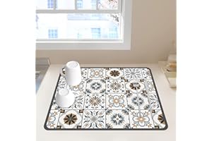 Avvrel Alfombrilla Escurreplatos, Súper Absorbente Alfombrilla Secado de Platos, Estera Fregadero Secado Rápido, Drying Mat Antideslizante para Encimera de Cocina (40 x 50cm, Estilo A)