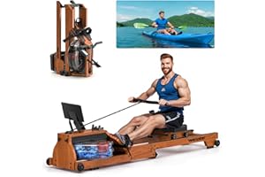 ‎WENOKER [2026 Testversion] Wenoker Wasser Rudergerät für zuhause Holz Klappbar, Komfortabler Sitz, Bluetooth Display, Doppel-Slide-Rails, Max 150kg Belastbar