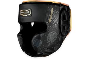 BRAVOSE Armour Boxing Headguard | Professional Strap Boxing, Training, Sparring & Martial Arts Headgear | Head Guard for Ear, Cheek, Face Protection | Helmet for MMA, Kickboxing, Taekwondo