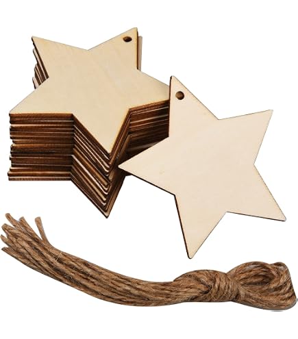 PATIKIL 25mm Wooden Stars, 200 Pack Unfinished Wood Stars Blank...