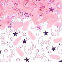 Decorazione Baby Shower 'It's A Girl' - Set Coriandoli E Striscione Rosa Per Feste - Foto 13