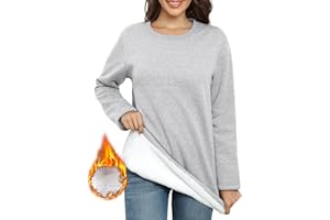 PASUDA Sweat Femme Polaire Sweat-Shirt Manches Longues Pull Hiver Sweat sans Capuche Col Rond Couleur Unie Chaud Coton Pullover Épais Thermique Décontractée Haut