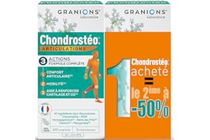 GRANIONS Chondrostéo+ Articulations - 2x120 Comprimés - Glucosamine, Chondroïtine, Msm, Harpagophytum, Bambou [Silicium] Triple Action :Mobilité & Souplesse Articulaire Capital Osseux - Made in France