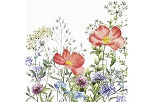 DAISY 3-Ply Spring Flowers Tissue Paper Napkins Serviettes for Decoupage Lunch 33cm x 33cm - Pack of 20 (Meadow in June)