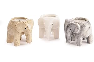 FOSSIL GIFT SHOP Marble Elephant Tea Light Candle Holder Collection - Neutral Collection