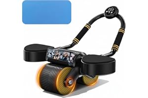 WANDEFOL Bauchroller mit Rebound & Timer – Automatisches Bauchrad mit Ellbogenstütze & Doppelrädern – Core Roller für Sixpack Training & Planks – Fitnessgerät für Zuhause (bis 150 kg)