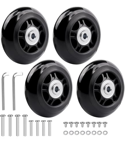 RS-Packaging Wielen ombouwkit voor Peli Air Koffer: Skate-wielen met 608Z kogellagers als upgrade voor Peli Air 1535, 1595 en 1615
