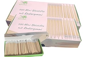 NIPORO 200 Mini Bleistifte kurz halbe Bleistifte mit Radiergummi Golf Bleistift Mitgebsel (200)