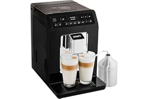 Krups Cafetera totalmente automática Evidence Evidence | Pantalla OLED con tecnología Barista Quattro Force | 12 cafés | 3 variaciones de té | capuchino con un toque | función para 2 tazas | negra
