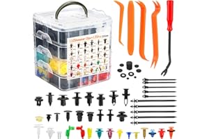 MOONATEEN 1240Pcs Car Retainer Clips & Fasteners Kit – 32 Universal Sizes Nylon Bumper, Fender Rivets, Door Panel Clips, and Plastic Rivets with 10 Cable Ties and Removal Tool for Toyota, Ford, Benz, Chevy